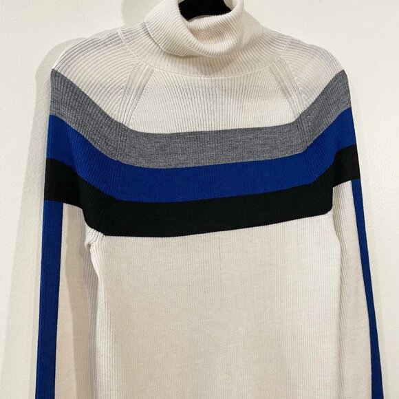 Like New Athleta Brookshire Merino Blend Colorblock Stripe Sweater White XS - Picture 4 of 7